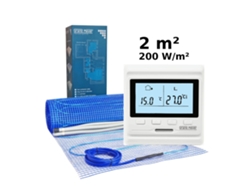 Kit de calefacción eléctrica por suelo radiante de 2 m², 200 W/m², termostato programable HW500 Grand Meyer