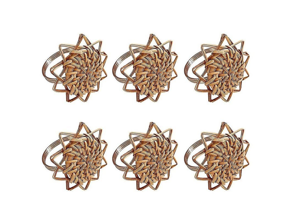 Juego De 6 Anillos Para Mantel De Ratán Hechos A Mano, Estilo Vintage.
