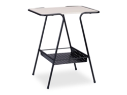 Relaxdays Mesa Auxiliar Con Cesto, Metal, Mdf, Tablero Efecto Madera, Mesita De Salón, 55 X 45 X 35 Cm, Negro Y Natural