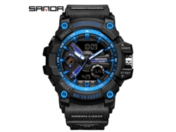 Reloj Despertador Electrónico Multifuncional (negro Y Azul) Con Acabado Luminoso, Resistente Al Agua Y A Los Golpes.