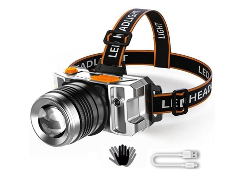 Linterna frontal con zoom para caza, ultrabrillante, con sensor de movimiento, 3 modos, linterna frontal de alta potencia con zoom (negro) CHRONUS