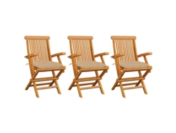 Sillas de jardín de 3 piezas DKD Home Decor con cojines beige