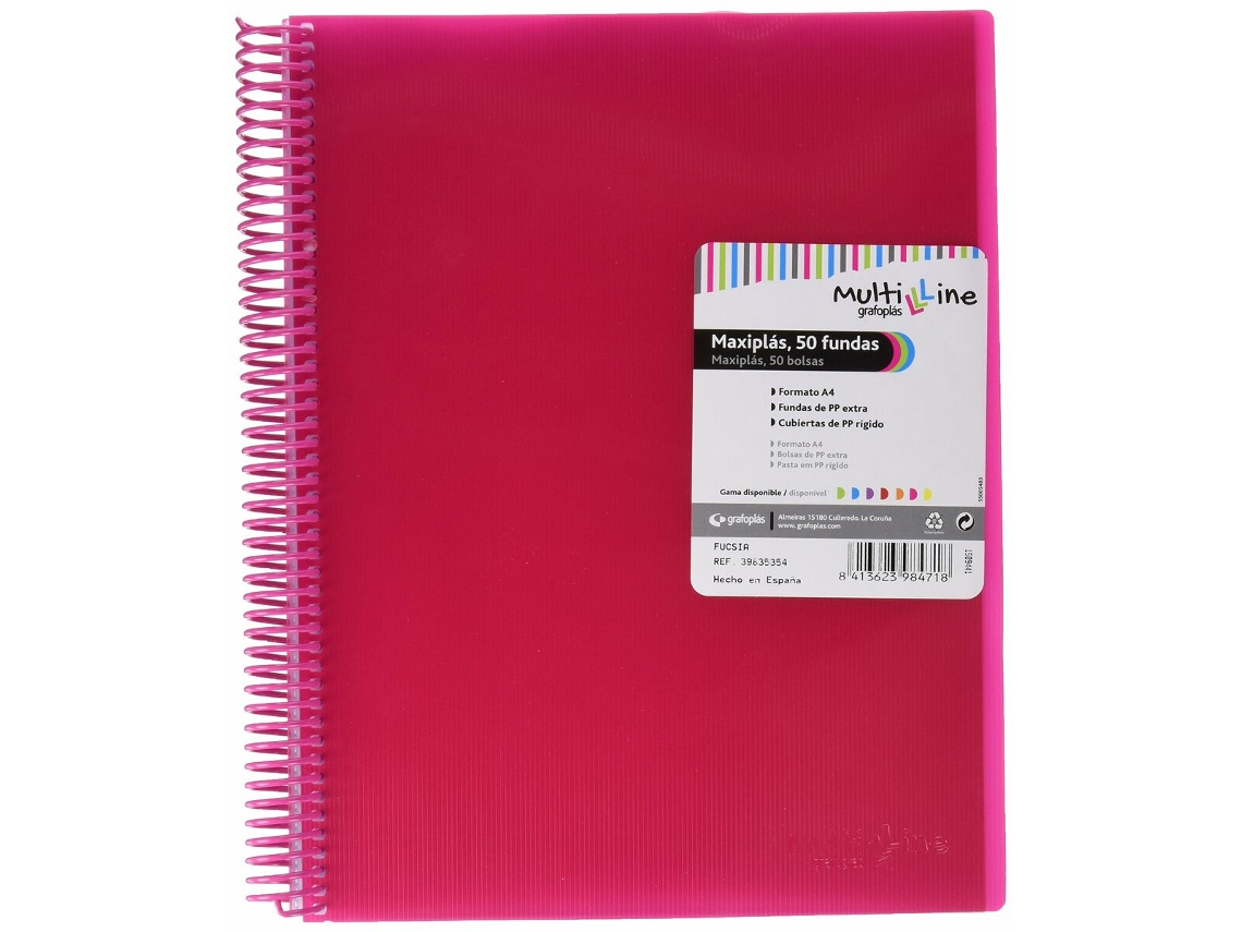 Carpeta de Clasificación a GRAFOPLAS Maxiplás Fúcsia A4 Espiral