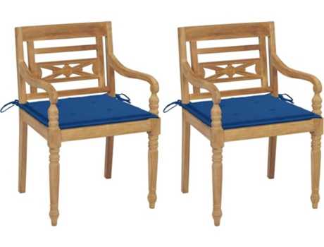 Conjunto 2 Silla de jardín VIDAXL Azul Teca (55x51.5x84 cm)