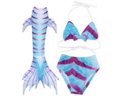 Conjunto de traje de baño de sirena de 3 piezas para niñas con cola de pez, bikini infantil