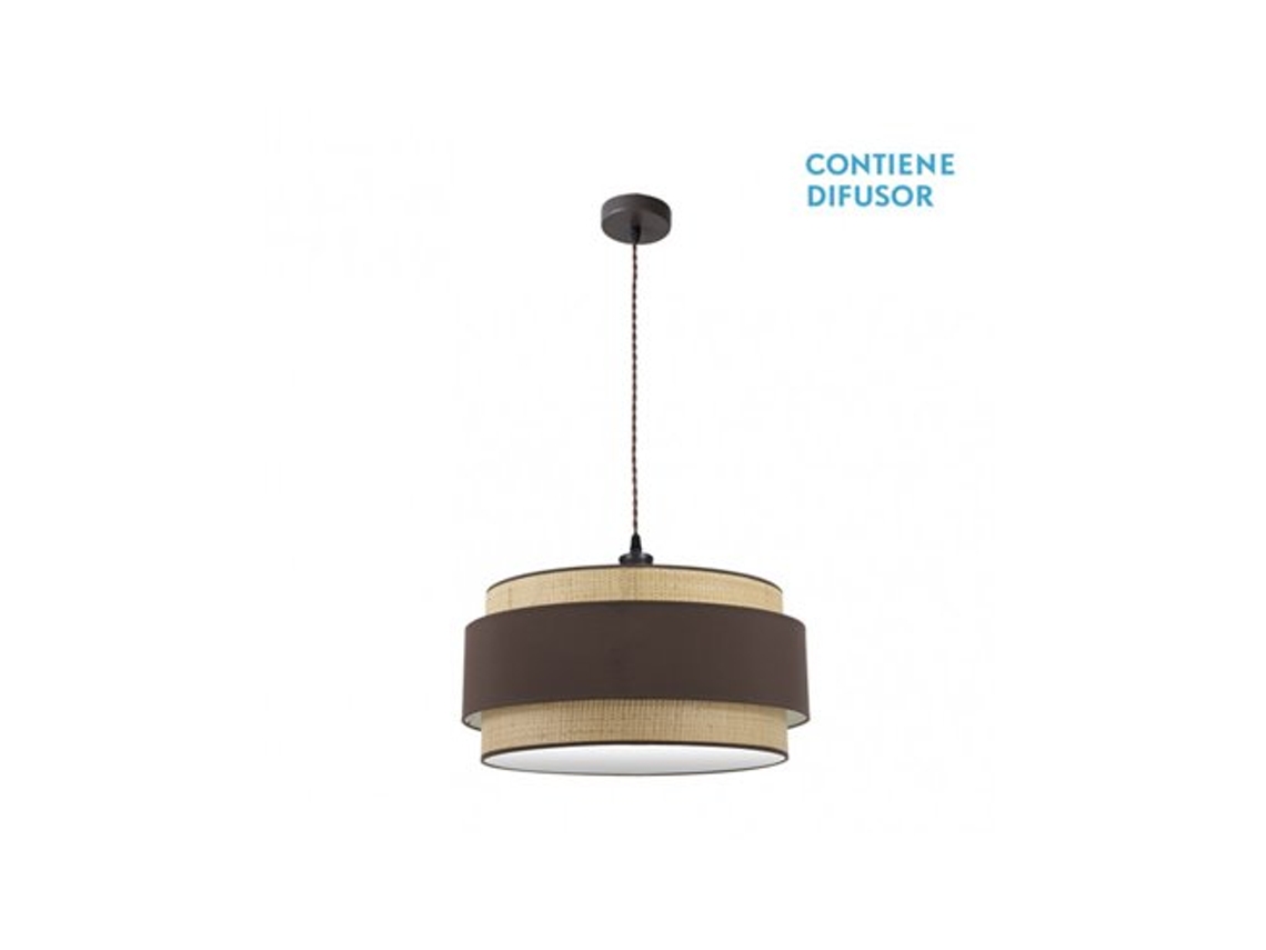 Lámpara colgante Kandy 3xe27 Natural/marrón Regx60x60 Cm Fabrilamp