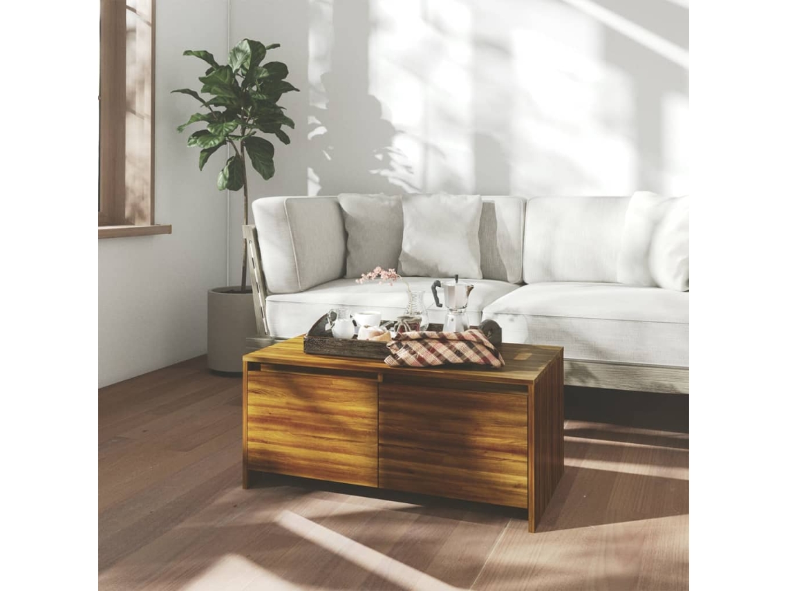 Mesa de Centro de Apoyo 90X50X41,5 Aglomerado Color Roble Marrón