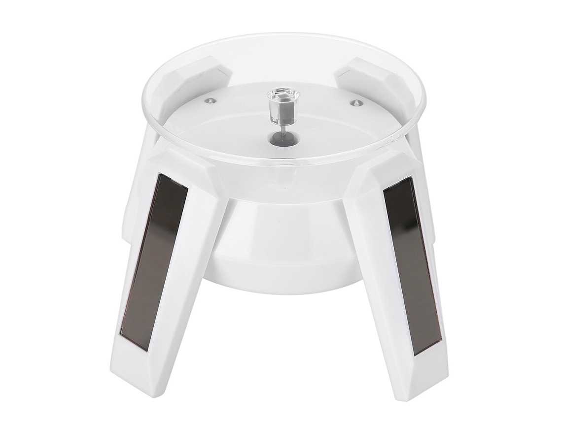 Base solar giratoria de 360° con luz LED para exhibir relojes y joyas - Blanca