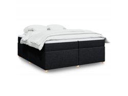 Cama Box Spring Con Colchón Tela Negro 200x200 Cm