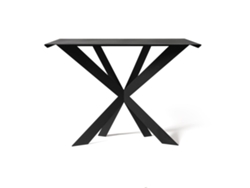 Consola Exsodus Zeus en hierro pintado negro, diseño geométrico perforado, para recibidor o salón, 110 x 35 x 85 cm (ARTI MESTIERI)