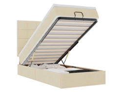 Maison Exclusive - Cama Otomana Con Colchón Y Luces Led Tela Crema 90x200 Cm