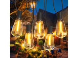 Grinalda Luz Natal 15m St38 Grinalda Luz Exterior E12 25 Lâmpadas Led Impermeável, Branco Quente Corrente Luz Exterior Jardim Pátio Festa Casamento N