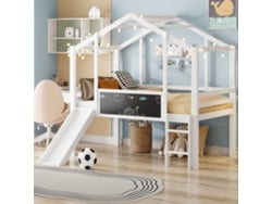 Cama Abuhardillada De 90x200 Con Escalera, Tobogán Y Estructura.