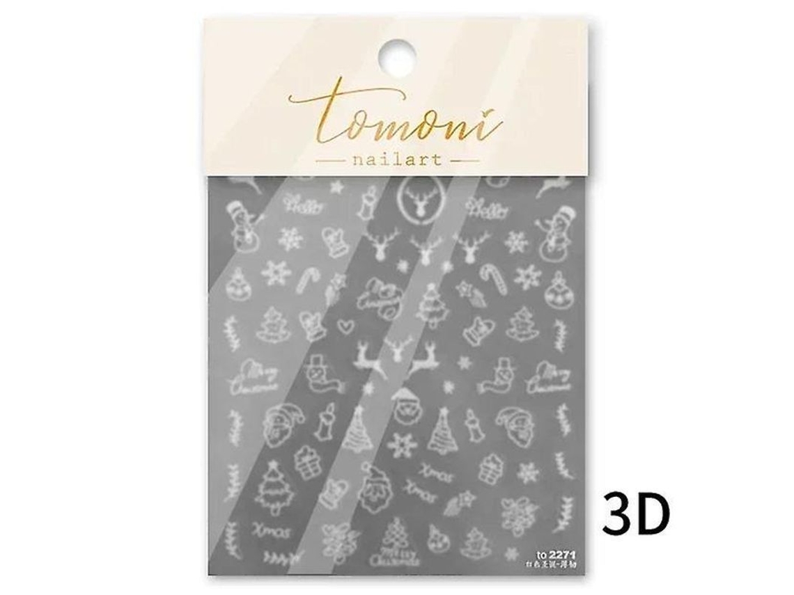 Pegatina De Uñas 5d Autoadhesiva Con Diseño De Copo De Nieve Navideño Cortado Con Láser 3d Y Diamantes De Imitación.