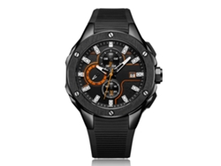 Reloj De Pulsera Para Hombre Megir De Cuero Silicona Dial Redondo Analógico De Quartzo Negro