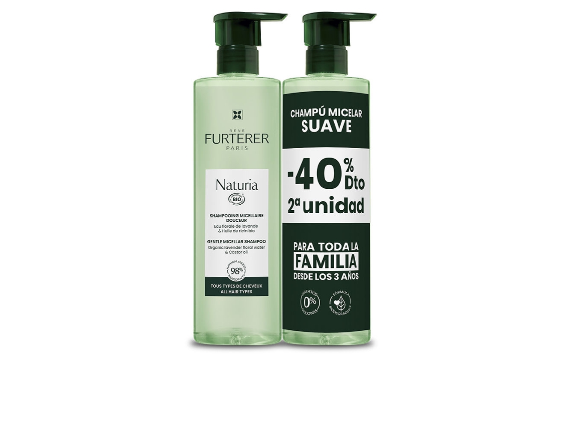 Champú Micelar Ultra Suave Sin Sulfatos Naturia Envase 2 X Rene Furterer 400 ml
