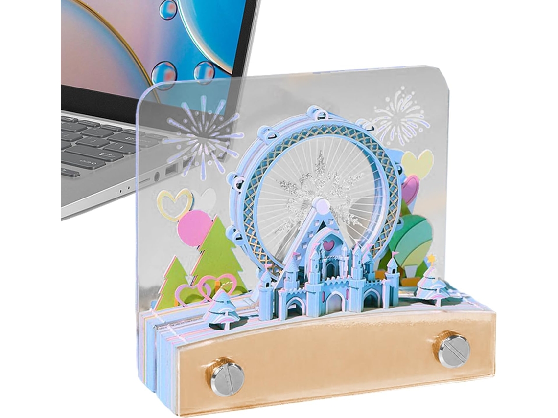 Organizador de escritorio con reloj desmontable, escultura de papel con forma de noria, calendario 3D, agenda, etc.