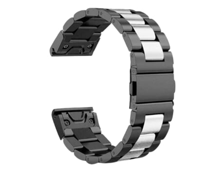Correa Acero Inoxidável Adaptable Negro y Plata para Garmin Fenix 7 Solar Edition