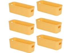 Caja Organizadora Versátil - 6 Unidades Amarillas De Plástico - Cestas Pequeñas - Para Estante, Cocina, Baño - 28×10×11cm