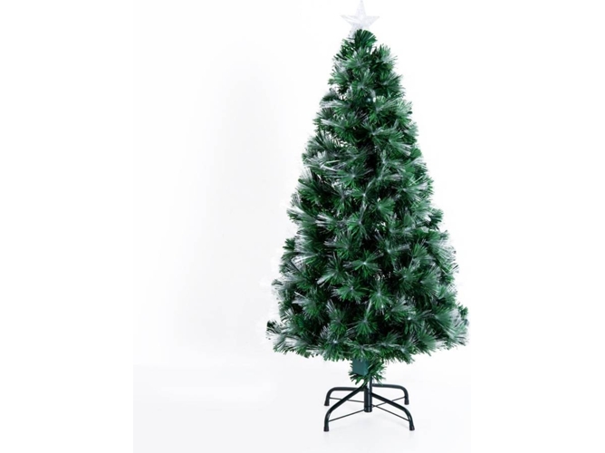 Homcom 120cm Artificial con 130 luces led 7 colores y estrella decorativa brillante soport navideño 830017 hierro 66x120cm