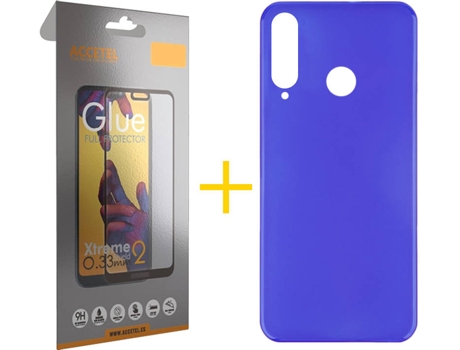 Kit Funda + Protector de Pantalla Huawei Y6P ACCETEL Full Liso (Azul)