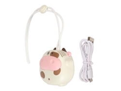 Ventilador Colgante Mini Para Cuello Usb Recargable Sin Aspas Forma De Vaca Cartoon Con Cordón Ajustable Beige