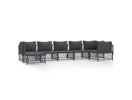 Conjunto 7 de muebles de jardín VIDAXL con cojines acero antracita