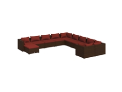 Maison Exclusive - Set Muebles De Jardín 11 Pzas Y Cojines Ratán Sintético Marrón