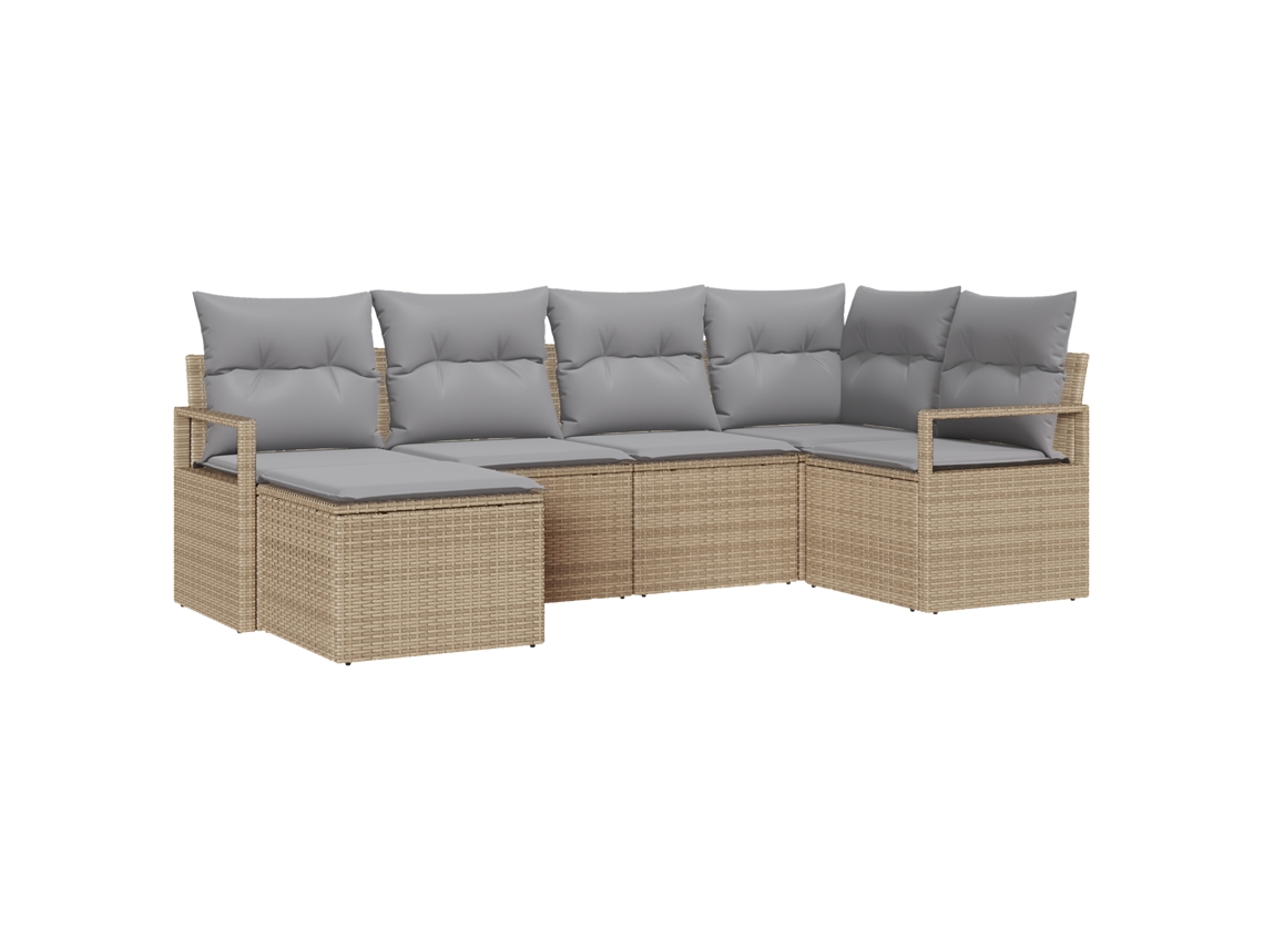 Conjunto 6 Modular De Sofá De Jardín De Vidaxl Con Cojines Beige Ratán