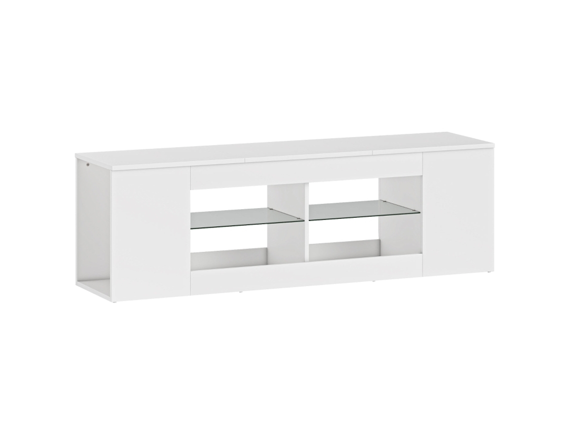 Mueble Para Tv De 140 Cm Con Estantes De Cristal Y 6 Compartimentos.