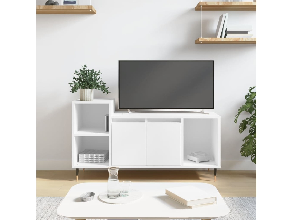 Mueble Para Tv Madera Contrachapada Blanco 100x35x55 Cm