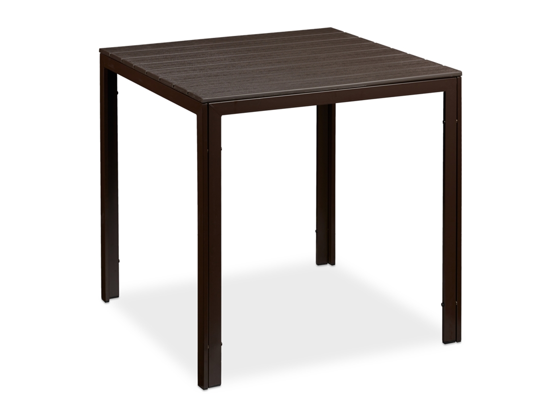Relaxdays Mesa De Jardim Quadrada, Madeira, Mesa Para Jardim, Varanda, Terraço, 74,5x77,5x77,5cm, Marrom