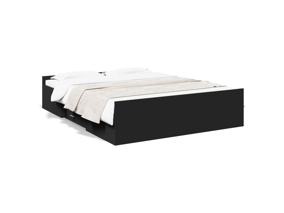 Maison Exclusive - Estructura Cama Con Cajones Madera Ingeniería Negra 150x200 Cm