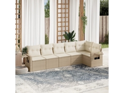 Conjunto de 6 sofás de jardín con cojines de mimbre beige Dkd Home Decor