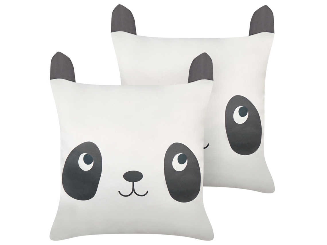 Juego de cojines decorativos BELIANI Pandapaw de Algodón Blanco 45x45x4