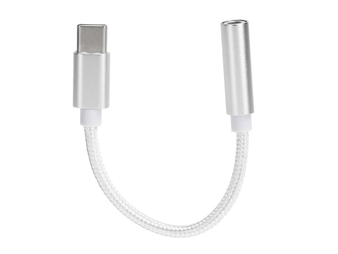 Adaptador De Audio Usb C A 3.5mm Para Auriculares Letv/xiaomi Cable Trenzado Blanco