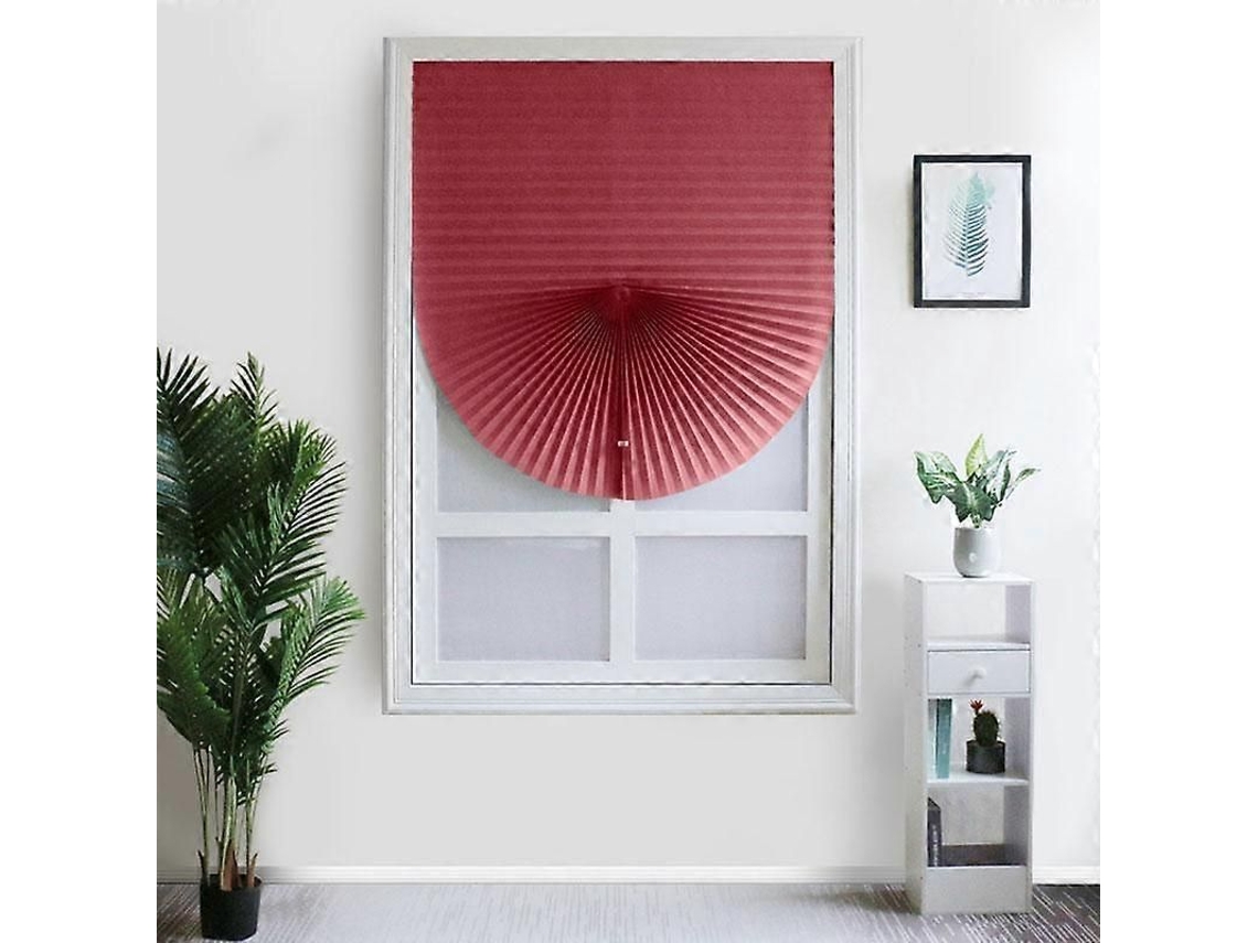Persianas Plisadas Autoadhesivas, De Oscurecimiento Parcial, 60x180cm, Rojas, Para Ventanas Y Puertas.