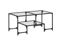 Mesa de centro de diseño moderno con tapa de cristal transparente, 98,5 x 50 x 45 cm, acero, Dec037379