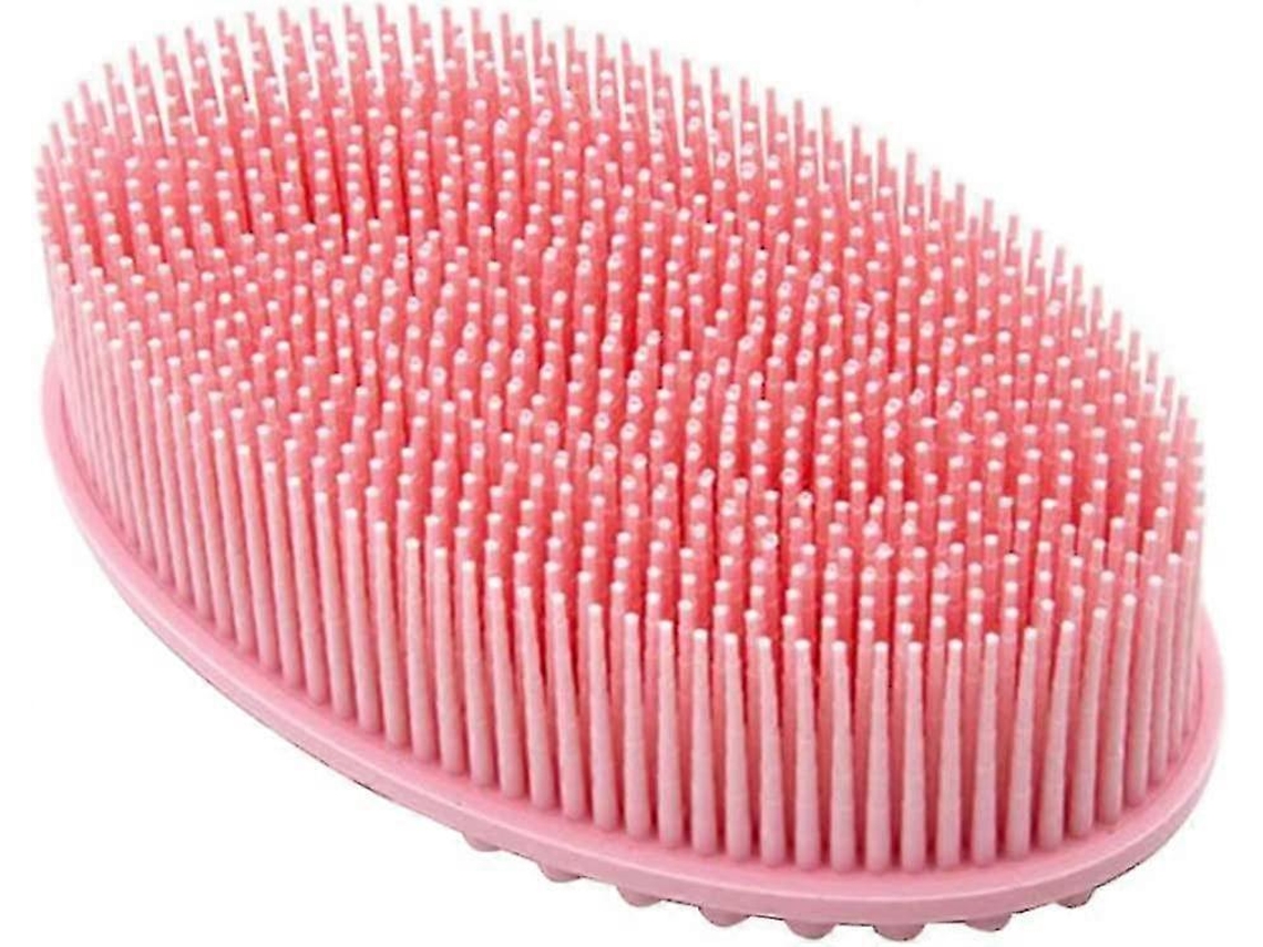 Kit com 2 Escovas Corporais Esfoliantes de Silicone com Cerdas Macias, Rosa, para Banho e Viagem