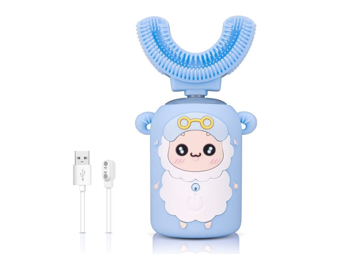 Cepillo De Dientes Eléctrico Para Bebés O Niños De 2 A 8 Años, Cerdas De Silicona Suave, Ipx7, Azul.