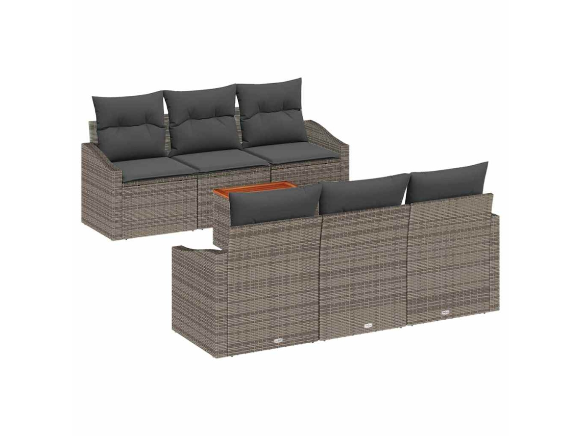 Conjunto de sofá de jardín de 7 piezas de mimbre gris EXCLUSIVO DE LA CASA