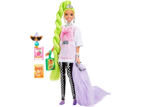 BARBIE Extra Cabelo Verde Neon (Edad Mínima: 3 Años - 24 x 6,5 x 32,5 cm)