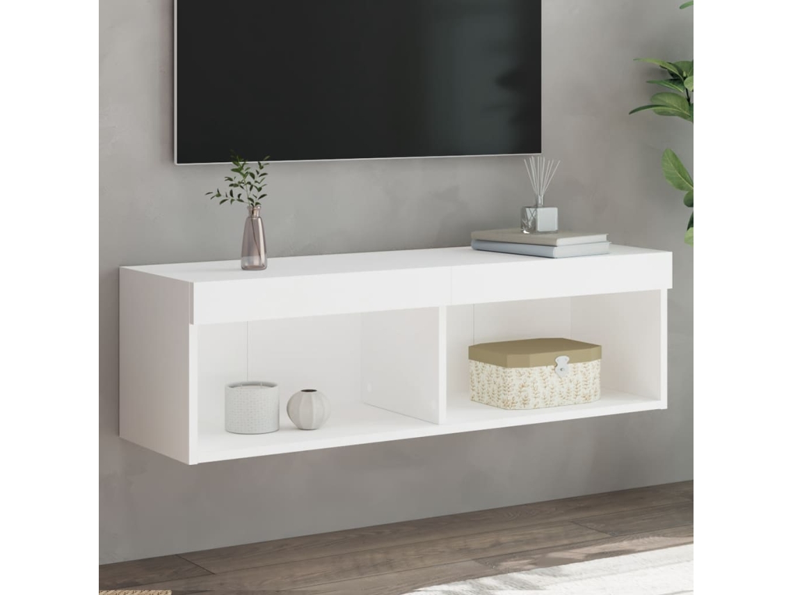 Mueble de TV | Mueble de TV | Mueble de TV con luces LED 100x30x30 cm Blanco