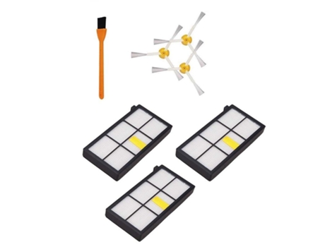 3 filtros Hepa 980 compatibles con aspiradora robótica Irobot Roomba 980 860 880 870 y 3 cepillos laterales Roomba (800 900