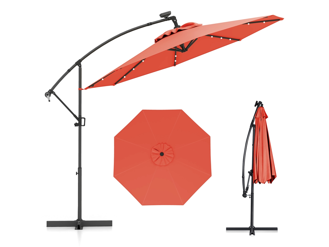 Sombrilla Terraza Exterior Costway Rotación De 360°(3 X 3 M - Poliéster - Naranja)