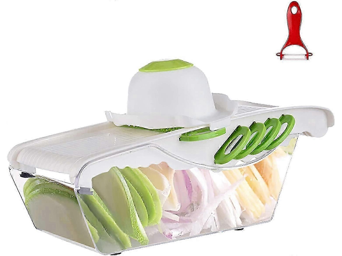 Cortador y rebanador multifuncional 6 en 1 para frutas y verduras.