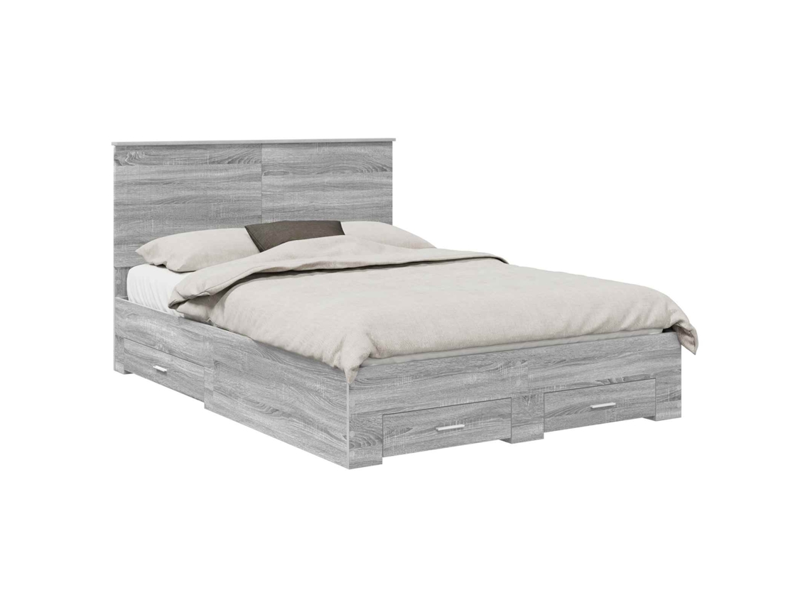 Maison Exclusive - Estructura De Cama Con Cabecera Gris Sonoma 135 X 190 Cm