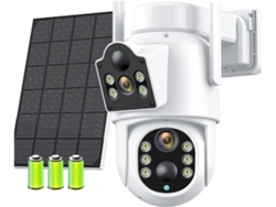 Cámara Solar Wifi De 4 Mp, Doble Lente, Pantalla, Visión Nocturna, Panel