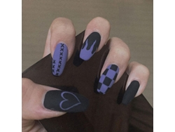 48 Uñas Postizas Medianas Tipo Stiletto Con Pegamento, Brillantes, 10 Tamaños, Para Fiestas Y Regalos.