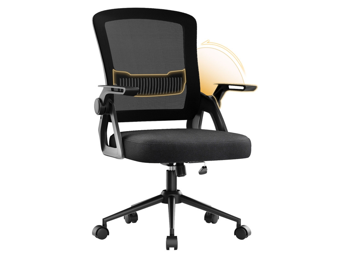 Silla de Oficina Ejecutiva Ergonómica RACINGREAT (Brazos plegables - Malla) Modelo M Negro